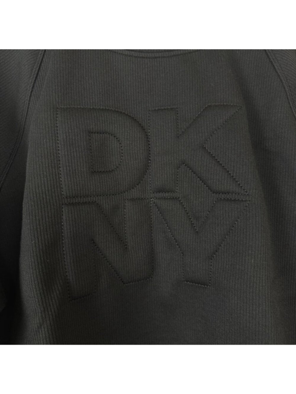 DKNY Sport Black Sweatshirt NEW Women's Large Ribbed Boxy Casual Athleisure Fun - Picture 2 of 8